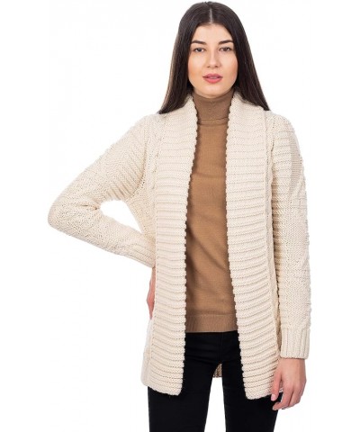 Ladies Open Front Soft Merino Blend Knit Cardigan Natural $41.76 Sweaters