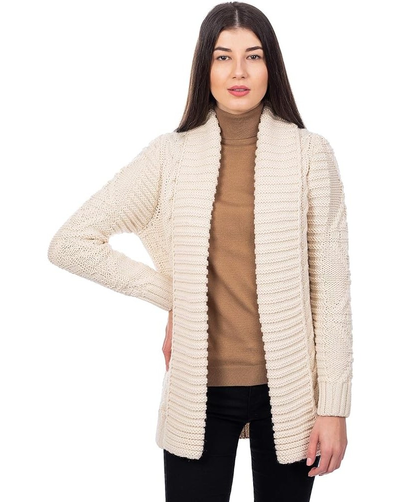 Ladies Open Front Soft Merino Blend Knit Cardigan Natural $41.76 Sweaters