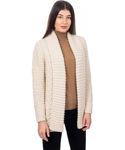 Ladies Open Front Soft Merino Blend Knit Cardigan Natural $41.76 Sweaters