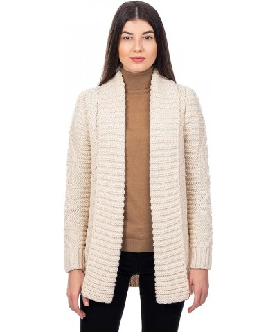 Ladies Open Front Soft Merino Blend Knit Cardigan Natural $41.76 Sweaters