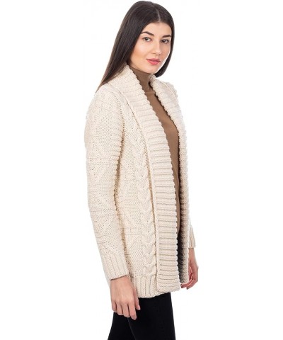 Ladies Open Front Soft Merino Blend Knit Cardigan Natural $41.76 Sweaters