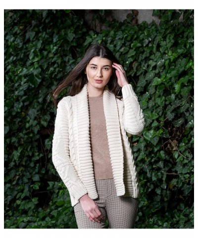 Ladies Open Front Soft Merino Blend Knit Cardigan Natural $41.76 Sweaters