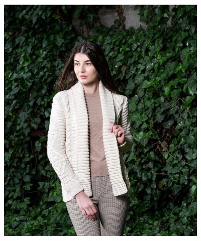 Ladies Open Front Soft Merino Blend Knit Cardigan Natural $41.76 Sweaters