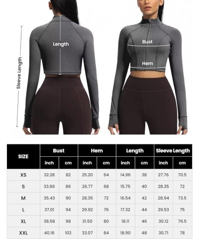 Workout Jackets For Women, Lightweight Full Zip Up Athletic Jacket Women Cropped Running Jackets With Thumb Holes Charcoal Gr...