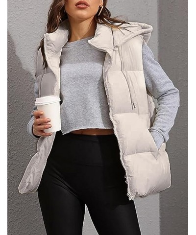 Womens Puffer Vest Stand Collar Zip Up Sleeveless Padded Jackets Winter Warm Gilet Coat with Pockets Apricot $21.00 Vests