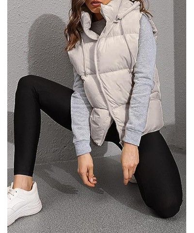 Womens Puffer Vest Stand Collar Zip Up Sleeveless Padded Jackets Winter Warm Gilet Coat with Pockets Apricot $21.00 Vests