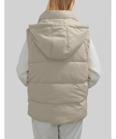 Womens Puffer Vest Stand Collar Zip Up Sleeveless Padded Jackets Winter Warm Gilet Coat with Pockets Apricot $21.00 Vests