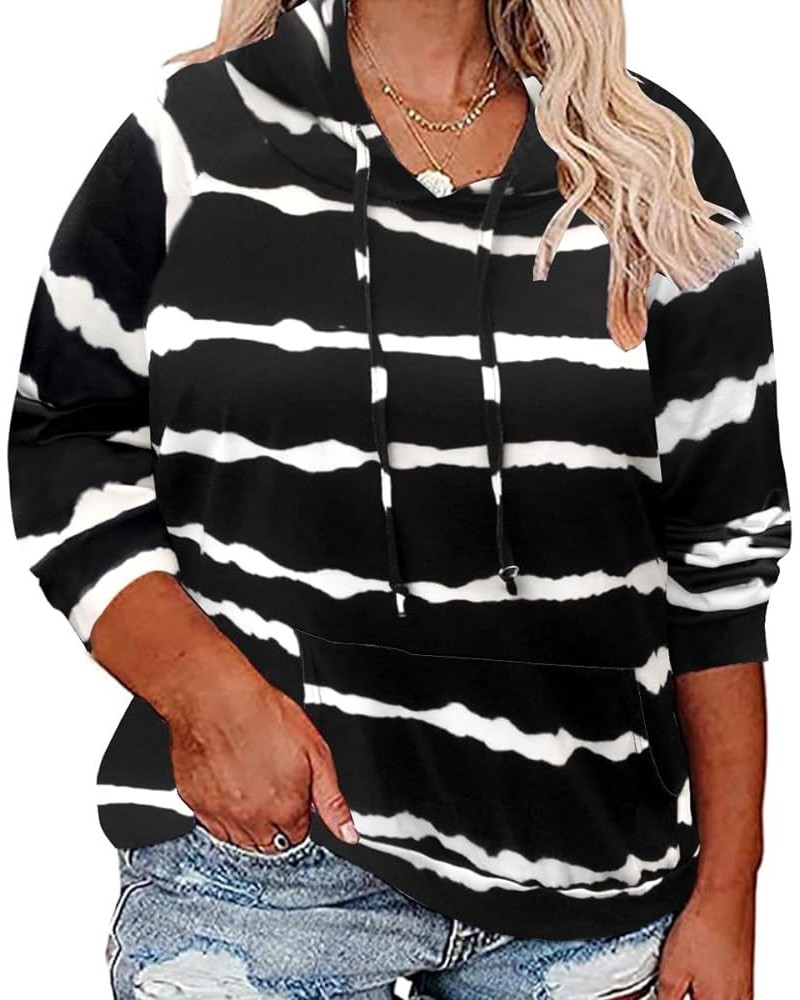 Plus Size Hoodies for Women Long Sleeve Pullover Shirts Drawstring Tops XL-5XL 3-black Striped $10.00 Hoodies & Sweatshirts