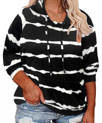 Plus Size Hoodies for Women Long Sleeve Pullover Shirts Drawstring Tops XL-5XL 3-black Striped $10.00 Hoodies & Sweatshirts