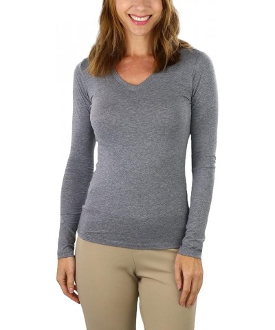 Women's Long Sleeve V-Neckline T-Shirt Heather Grey $9.83 T-Shirts