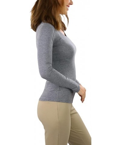 Women's Long Sleeve V-Neckline T-Shirt Heather Grey $9.83 T-Shirts