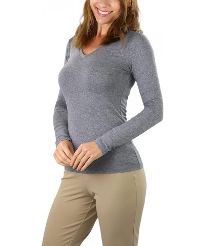 Women's Long Sleeve V-Neckline T-Shirt Heather Grey $9.83 T-Shirts