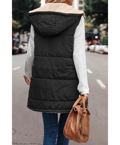 Womens Reversible Vests Sleeveless Jacket Zip Up Hoodie 2023 Fall Winter Warm Long Fleece Coat Outerwear with Pockets Black $...