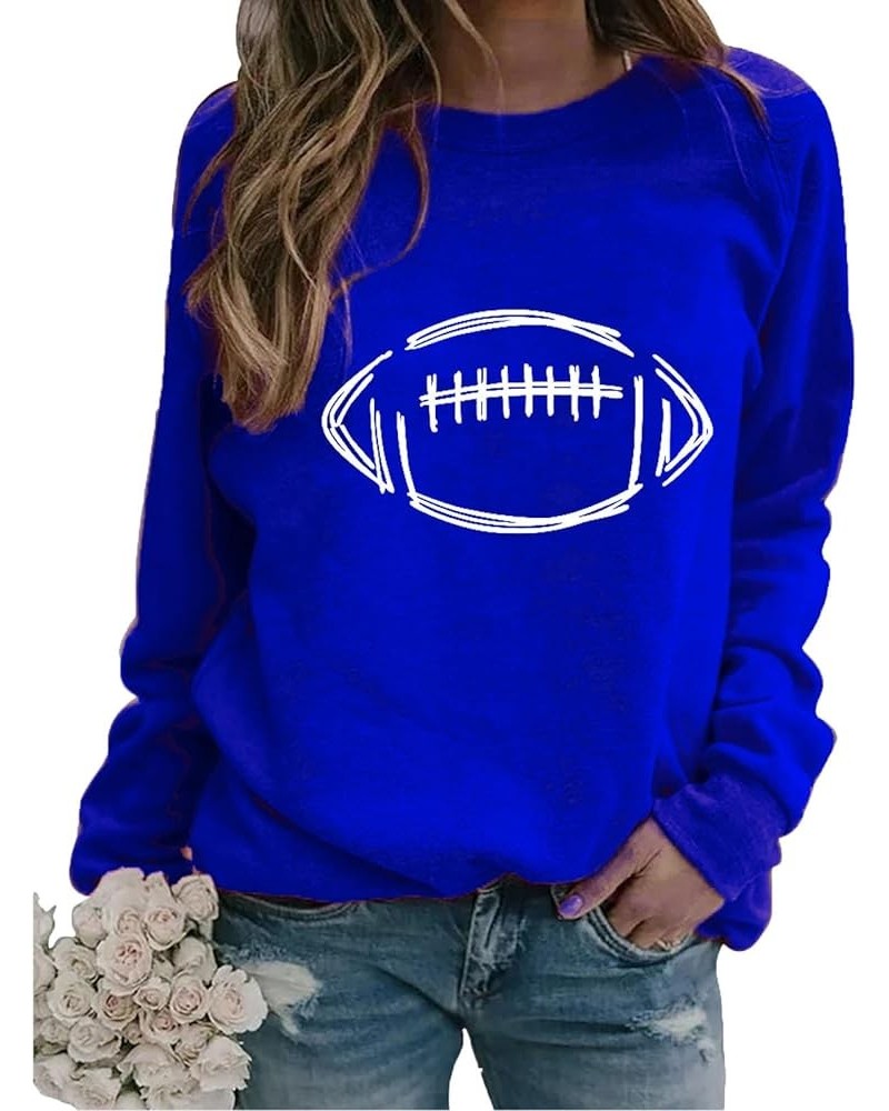 Football Print Shirts for Women Long Sleeve Cute Graphic Sweatshirts Casual Crewneck Aesthetic Plus Size Blouses 2 Blue $5.99...