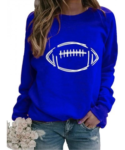 Football Print Shirts for Women Long Sleeve Cute Graphic Sweatshirts Casual Crewneck Aesthetic Plus Size Blouses 2 Blue $5.99...