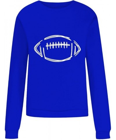 Football Print Shirts for Women Long Sleeve Cute Graphic Sweatshirts Casual Crewneck Aesthetic Plus Size Blouses 2 Blue $5.99...