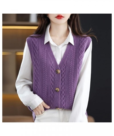 Women 100% Cashmere Sweater Vest Cable Knitted Sleeveless V-Neck Cardigan Sweater Button Vest Beige $30.80 Sweaters