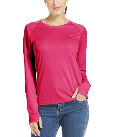 Women's UPF 50+ Sun Protection Shirt Long Sleeve SPF UV Shirt Rash Guard Swim Hiking Fishing Tops Lightweight Rose Red $13.63...