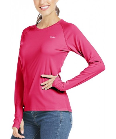 Women's UPF 50+ Sun Protection Shirt Long Sleeve SPF UV Shirt Rash Guard Swim Hiking Fishing Tops Lightweight Rose Red $13.63...