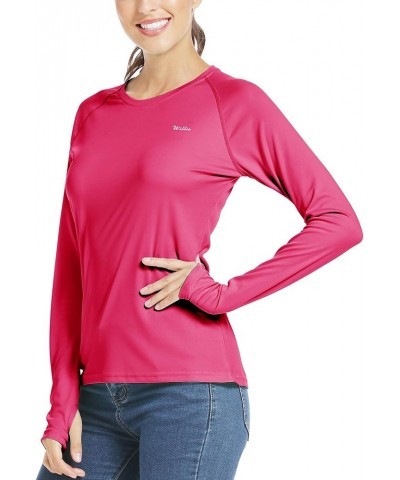 Women's UPF 50+ Sun Protection Shirt Long Sleeve SPF UV Shirt Rash Guard Swim Hiking Fishing Tops Lightweight Rose Red $13.63...