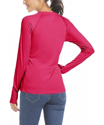 Women's UPF 50+ Sun Protection Shirt Long Sleeve SPF UV Shirt Rash Guard Swim Hiking Fishing Tops Lightweight Rose Red $13.63...