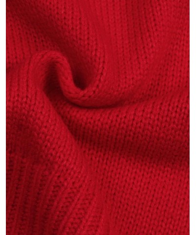 Women's Pullover Sweaters Long Sleeve Crewneck Front Ribbed Knitted Cute Heart Sweater 3032 Red $16.77 Sweaters