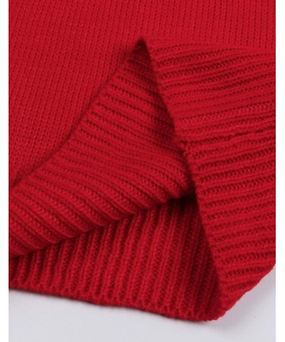 Women's Pullover Sweaters Long Sleeve Crewneck Front Ribbed Knitted Cute Heart Sweater 3032 Red $16.77 Sweaters