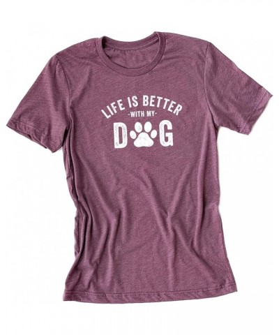 Life is Better with My Dog Short Sleeve Graphic Tee in Multiple Colors Plum Crew White Ink $12.99 T-Shirts