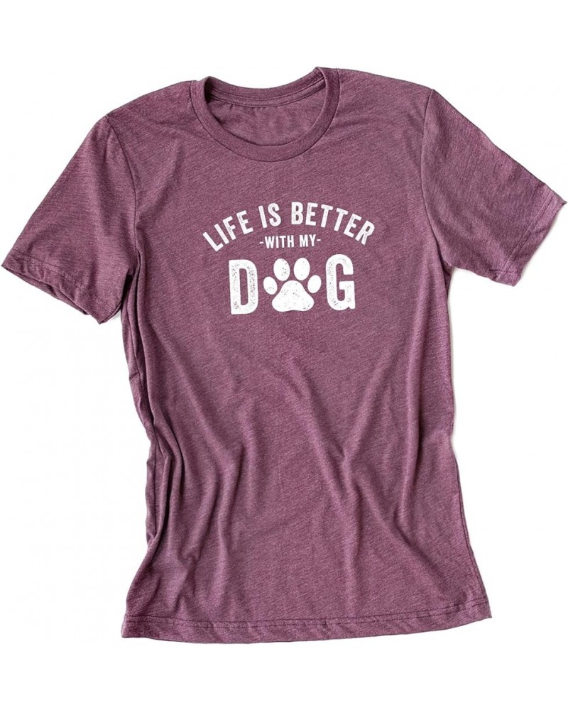 Life is Better with My Dog Short Sleeve Graphic Tee in Multiple Colors Plum Crew White Ink $12.99 T-Shirts