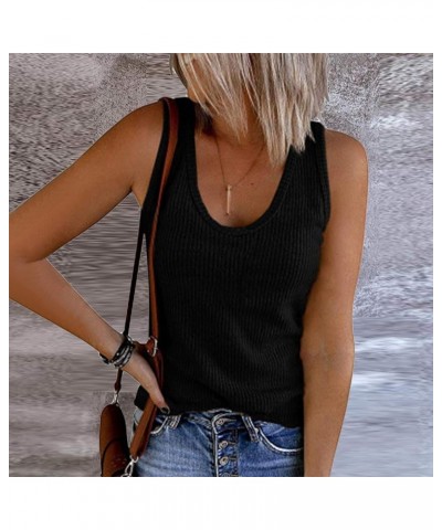 Tops for Women 2023 Womens Solid Tank Tops Sleeveless U-Neck Base Shirt Summer Summer Clothes for Women 2023 Black $7.85 Blouses