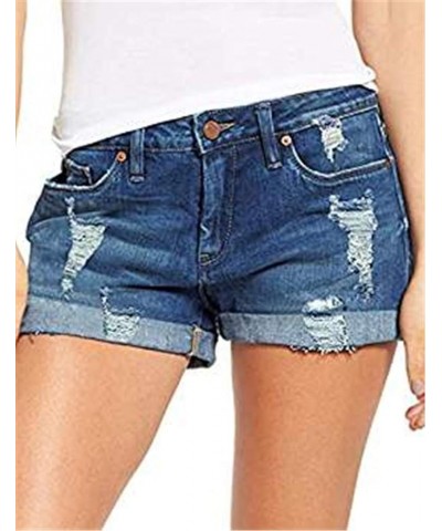 Women's Cut Off Denim Jean Shorts Ripped Distressed 3 X_dark Blue $16.28 Shorts