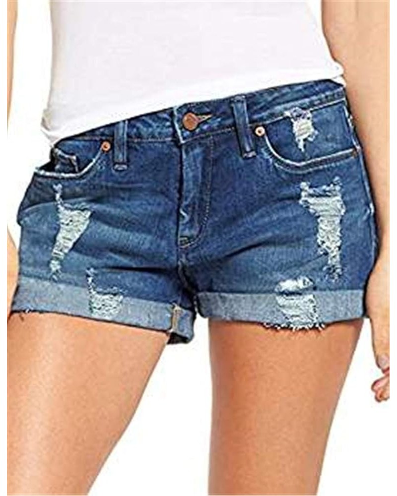 Women's Cut Off Denim Jean Shorts Ripped Distressed 3 X_dark Blue $16.28 Shorts