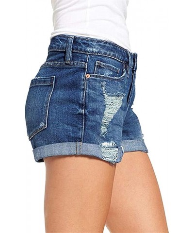 Women's Cut Off Denim Jean Shorts Ripped Distressed 3 X_dark Blue $16.28 Shorts