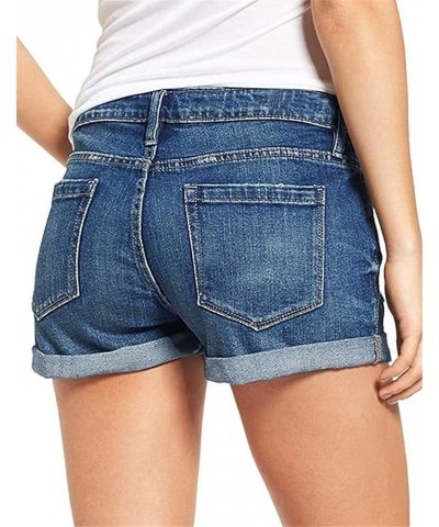 Women's Cut Off Denim Jean Shorts Ripped Distressed 3 X_dark Blue $16.28 Shorts