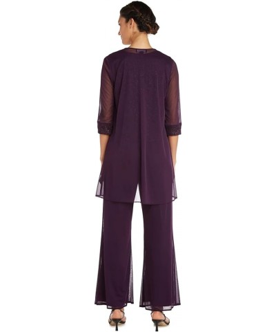 Womens Petites 3PC Lace Trim Pant Outfit Plum $31.50 Suits