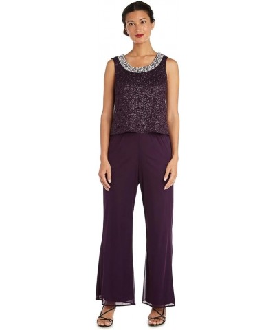 Womens Petites 3PC Lace Trim Pant Outfit Plum $31.50 Suits