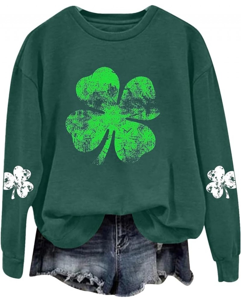 Women's St. Patrick's Day American Flag Print Sweatshirt Shamrock Graphic Casual Tops Clover Long Sleeve Pullover A5-green $9...