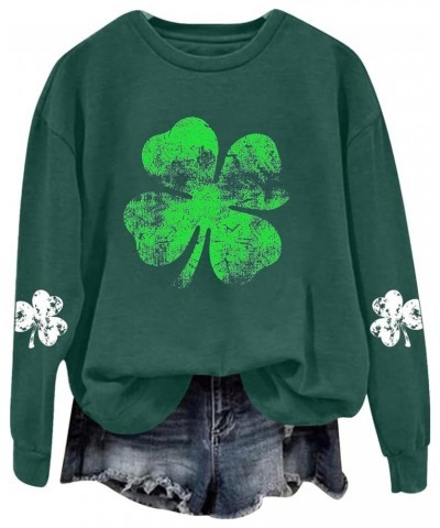 Women's St. Patrick's Day American Flag Print Sweatshirt Shamrock Graphic Casual Tops Clover Long Sleeve Pullover A5-green $9...