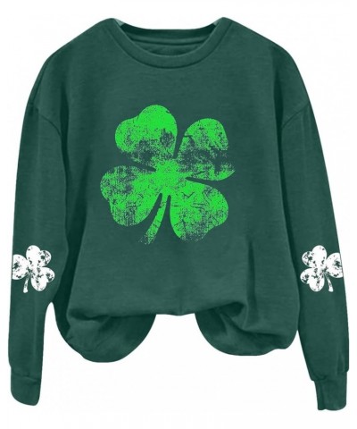 Women's St. Patrick's Day American Flag Print Sweatshirt Shamrock Graphic Casual Tops Clover Long Sleeve Pullover A5-green $9...