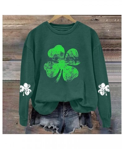 Women's St. Patrick's Day American Flag Print Sweatshirt Shamrock Graphic Casual Tops Clover Long Sleeve Pullover A5-green $9...