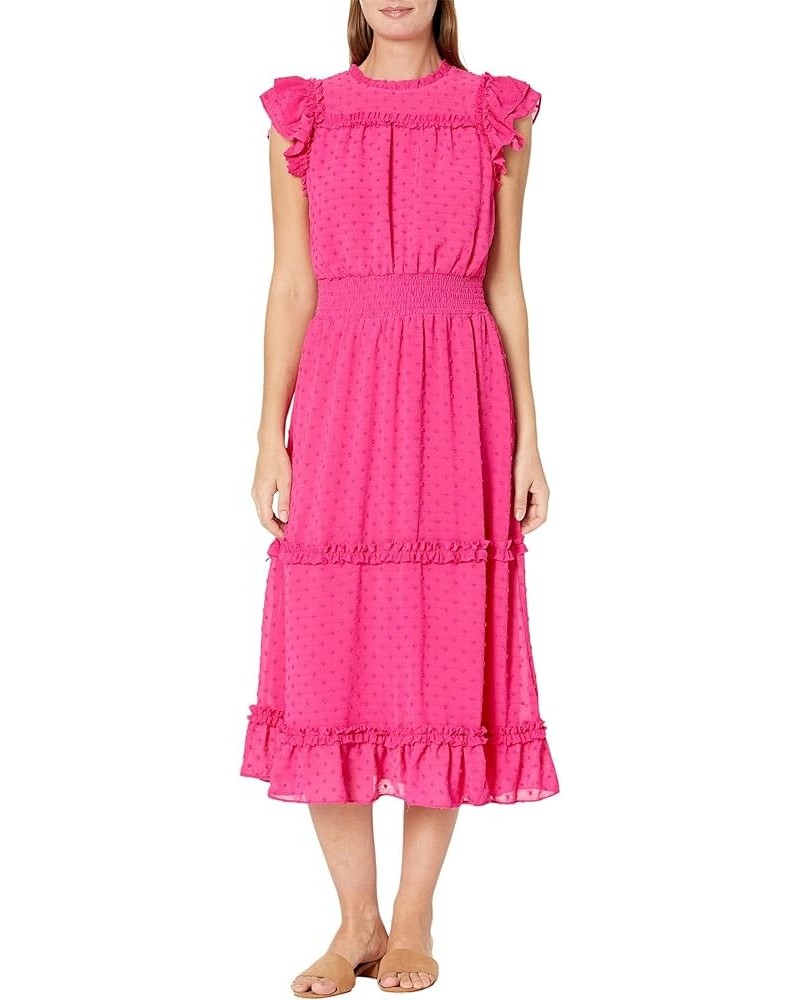 Women's Sleeveless Clip Dot Dress Bright Rose $42.45 Dresses