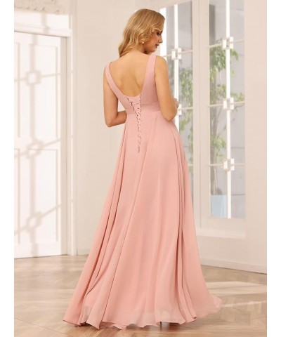 Double V-Neck Bridesmaid Dress Long with Slit Ruffles A-Line Pleated Chiffon Formal Party Dresses YO073 Sage Green $31.34 Dre...