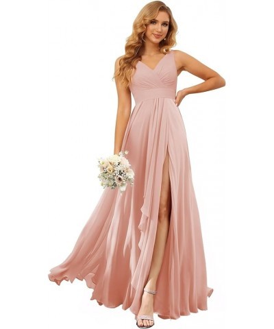 Double V-Neck Bridesmaid Dress Long with Slit Ruffles A-Line Pleated Chiffon Formal Party Dresses YO073 Sage Green $31.34 Dre...