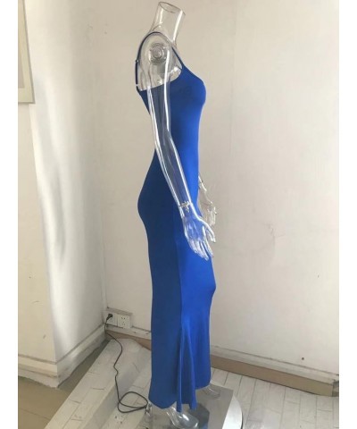 Womens Sleeveless Bodycon Backless Dress Long Spaghetti Strap Sexy Slim Ankle Floor Length Night Out Dresses Deep Blue $10.59...