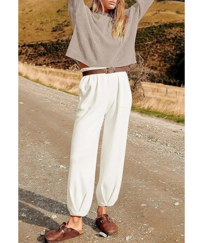 Women's 2023 Fall 2 Piece Outfits Sweater Set Knit Pullover Tops and High Waisted Pants Tracksuit Lounge Sets Sand White $21....