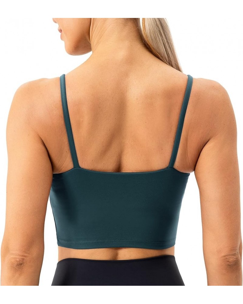 Women's Longline Sports Bra Yoga Cami Tank Top with Built in Bra Teal $12.00 Lingerie