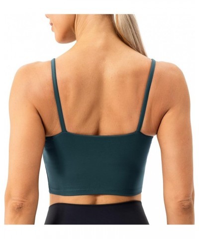 Women's Longline Sports Bra Yoga Cami Tank Top with Built in Bra Teal $12.00 Lingerie