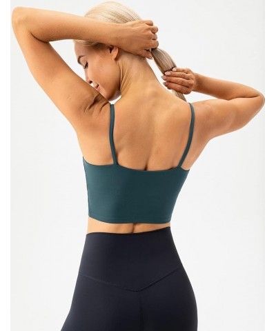 Women's Longline Sports Bra Yoga Cami Tank Top with Built in Bra Teal $12.00 Lingerie