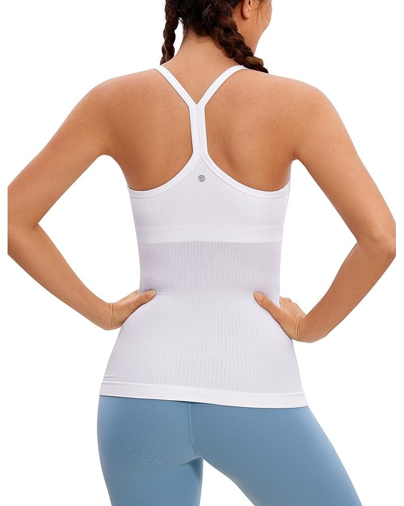 Seamless Workout Tank Tops for Women Racerback Athletic Camisole Sports Shirts with Built in Bra White $16.17 Activewear