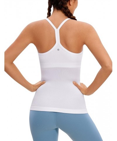 Seamless Workout Tank Tops for Women Racerback Athletic Camisole Sports Shirts with Built in Bra White $16.17 Activewear